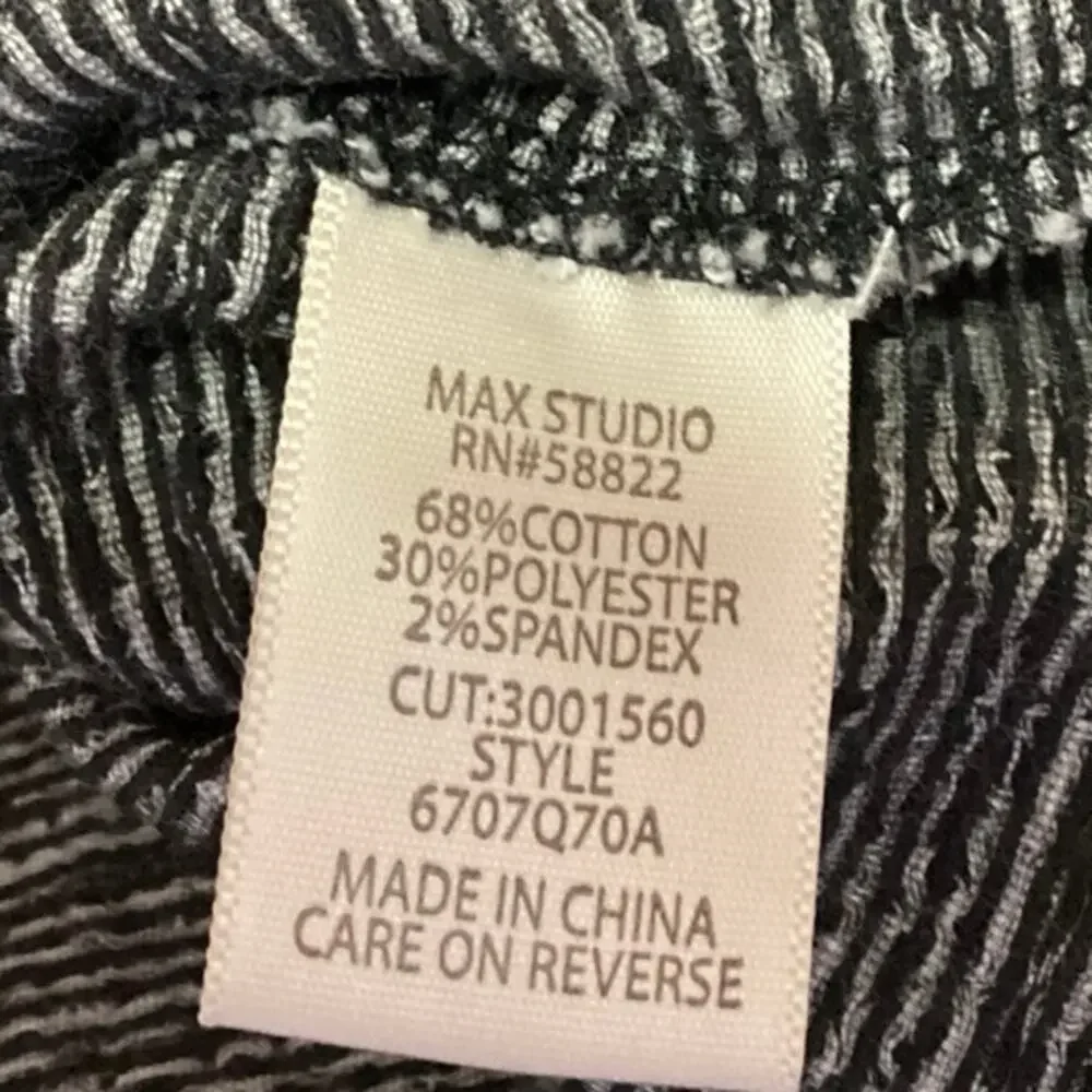Max Studio Black White Tweed Crew Neck Long Sleeve Sweater Blouse Tunic Top Sz M